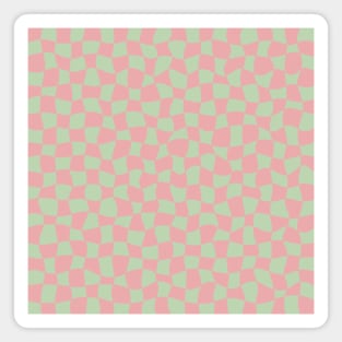 Warped Checkerboard, Pink and Green Magnet